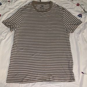 H&M Beige/ White Stripes Men Short Sleeve Tee Small Size